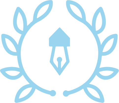 Icone d'une plume avec une couronne de feuille